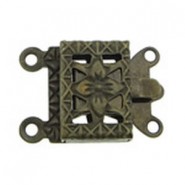 Metall clip verschluss ± 20x10mm 2x2 Ösen Antik Bronze